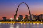 Jefferson National Expansion Memorial, The Gateway Arch at dusk, St. Louis, Missouri. Art Print